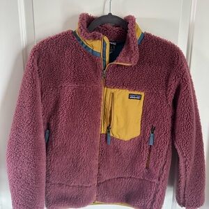 Patagonia Sherpa Fleece in Burgundy and Mustard